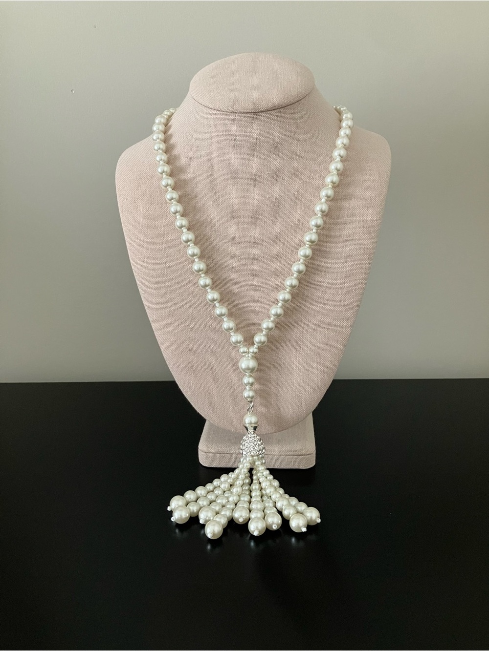 Talbots Elegant White Pearl Tassel Necklace - Women Jewelry